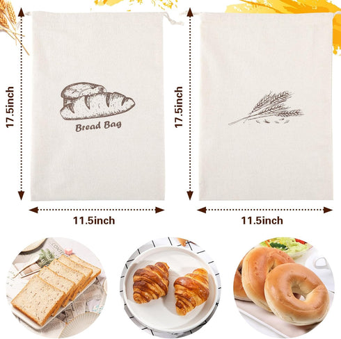 2 Pack 17.7 11.8in Augshy Bread Bags, Bread Bags for Homemade Bread, * Linen Bread Bag -Inside Lining to Keep Bread