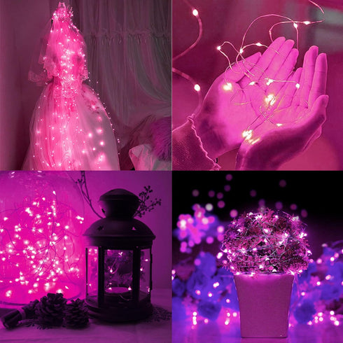 6 Pack 7ft 20 Fairy Lights Battery Operated String Lights - LED Waterproof Silver Wire Firefly Lights for DIY Wedding