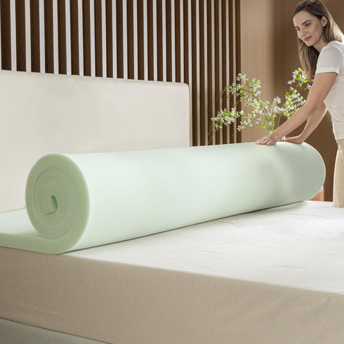 ZINUS 2 Inch Green Tea Memory Foam Mattress Topper, Smaller Convenient WonderBox Packaging, Pressure-Relieving Layers,
