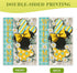 Welcome Spring Decorative Garden Flag, Daisy Flower Yellow Teal Plaid Stripes for Outdoor Home Decor