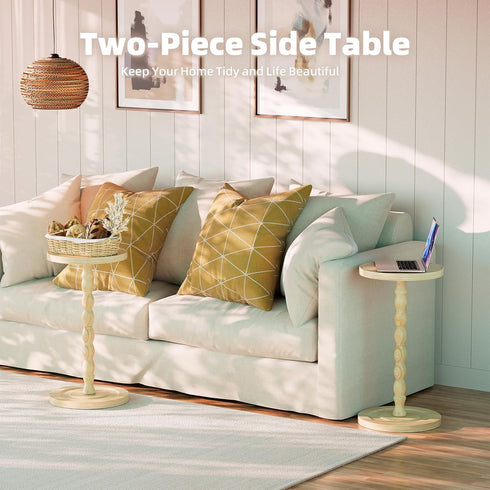 Simple Trending Round Side Table, Small Drink Table, Beside End Table with Pedestal Accent, Coffee Table for Small