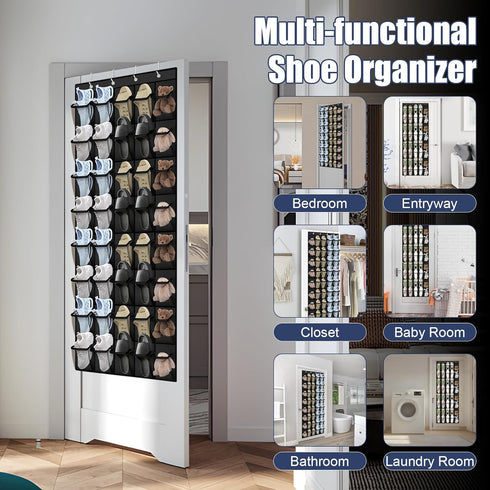 Siolviento 40 Over the Door Shoe Organizer - Large Breathable Mesh Pockets, Space Saving Hanging Shoe Organizer