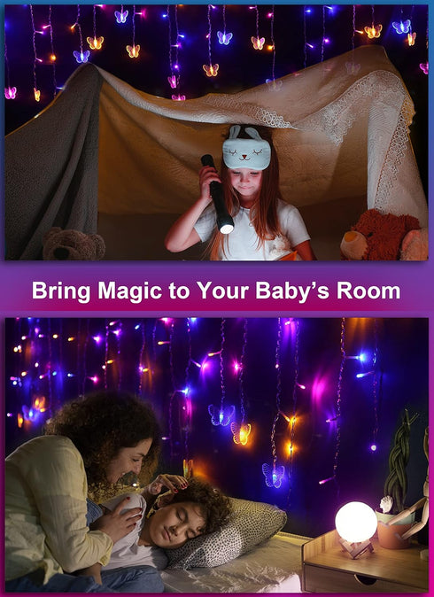 120 19.7FT Butterfly Fairy Lights for Bedroom Curtain Ceiling Wall Decor USB Plug-in Led Twinkle String Light