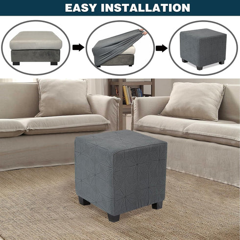 Wohnzimmer 1PC) NeColorLife Small Ottoman Cover - Stretch Ottoman Slipcover in Soft Knitted Jacquard for Storage Stools