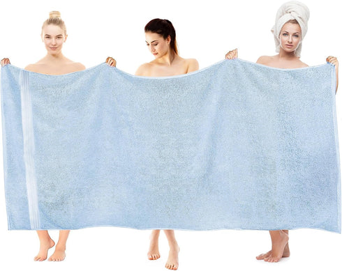 COZYART 35x70 650GSM Light Blue Oversized Bath Sheet for Bathroom Cotton Body Shower Towel Soft Absorbent Durable Extra