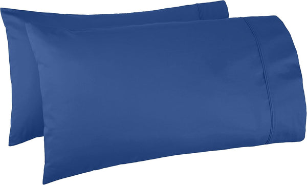 Amazon Basics 400 Thread Count Cotton Pillow Cases, King, Navy - Set of 2, 40" L x 20" W, Pillows Not Included