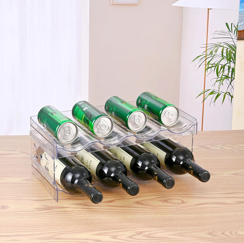 Water Bottle Organizer, 2 Pack Holder for Kitchen Fridge Cabinet Storage, Stackable Tumbler & Wine Rack