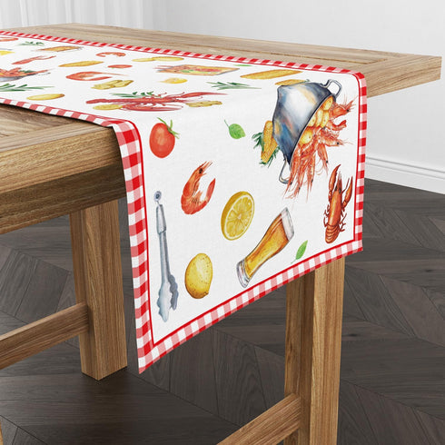 13x72 Inch Crawfish Boil Party Decorations - Crawfish Party Table Runner Decor, Seafood Boil Crayfish Table Decorations
