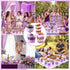 Funnymoom 300 Pack 5oz 3oz Clear Purple Mini Dessert Cups with Spoons Plastic Square Slanted Parfait Appetizer Shooter