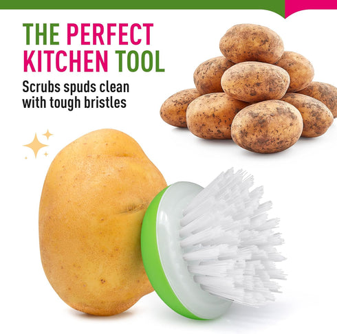 2Pcs Set Vegetable Brush Scrubber for Food Fruit and Veggie Brush Silicone Top and Ultra-Strong Bristles Potato