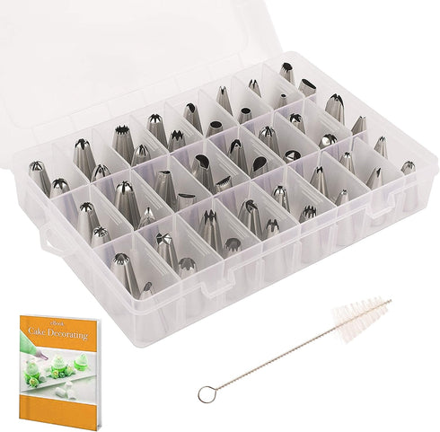 48-Piece Numbered Piping Tips, Cookie Icing Tips, Cake Decorating Kit for Cupcakes Cookies, Master Decorating Tip Set