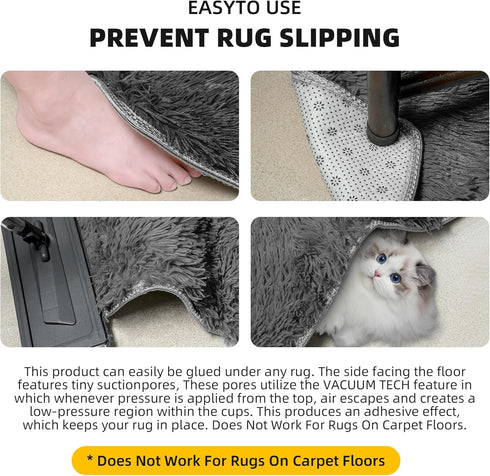 8-Pack (3.9"x3.9") SANKEMU Non-Slip Rug Grippers - Washable & Reusable Carpet Tape for Hardwood Floors, No Damage