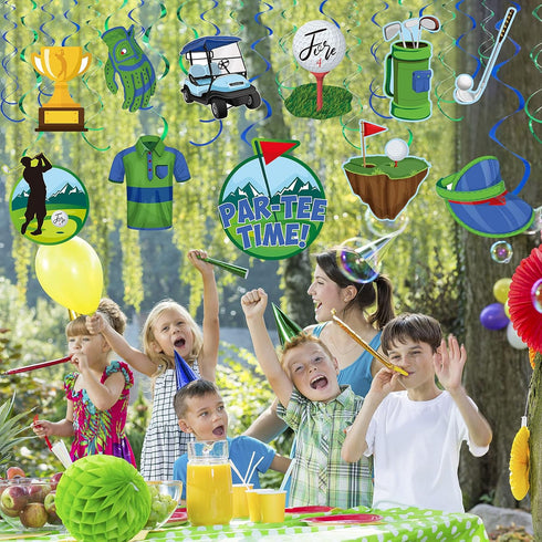 Clabby 41 Pcs Golf Party Decorations Swirls, Birthday Sports Theme Supplies for Kids Boys Men