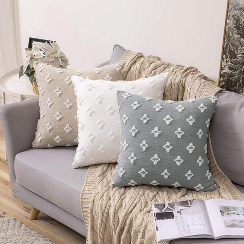MIULEE 16x16 Inch Set of 2 Decorative Throw Pillow Covers, Soft Rhombic Jacquard Cushion Case for Couch Sofa