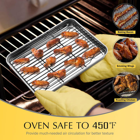 Cooling Baking Rack Set of 2, E-far 11.7” x 9” Non-stick Wire Racks for Oven Cooking, Easy to Clean