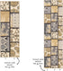 Custom Size Grey Ivory Fancy Patchwork Rubber Backed Non-Slip Hallway Stair Runner Rug, 22 inch Wide