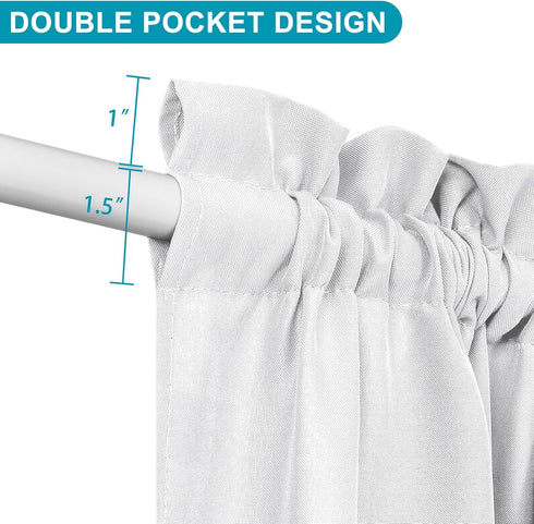 Hiasan French Door Curtains for Small Window, Rod Pocket Semi Sheer Privacy Curtains, 1 Panel White, 52 x 40 Inch