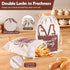 Seaury Kareen 2 Pack 1713Homemade Bread Bags, Bread Bags Reusable Linen with Plastic Lining, Large Loaf Storage Bags