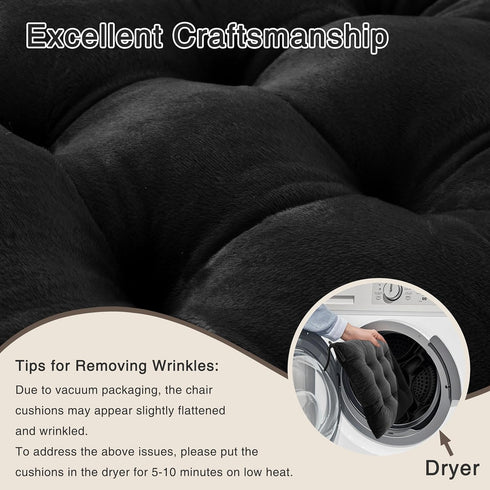 Set 2 OVOV Thick Rocking Chair Cushion Warm Tufted Rocking Chair Pads of with Ties High Back and Seat Cushion Suitable