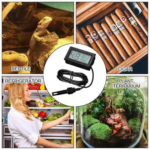 Weewooday 24 Mini Digital Temperature Humidity Meters Gauge with Probe Gauge LCD Fahrenheit Display Thermometer