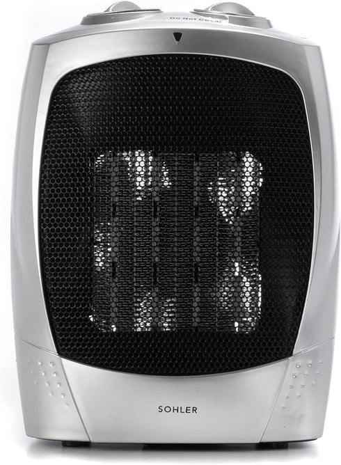 Sohler Ceramic Portable Electric Space Heater with Fan Mode, Adjustable Thermostat, Overheat Protection (Silver)