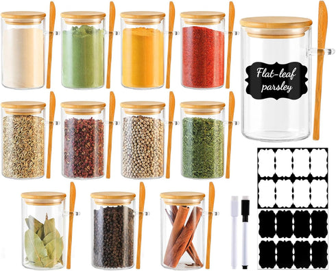 TBWIND 12 Pack 8 oz Round Glass Spice Jars with Lids and