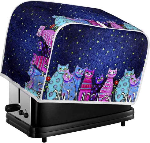 Toaster Cover 2 Slice Small Appliance Covers Organizer Colorful Cats Pattern Washable Toaster Bag Bread Maker Cover, S
