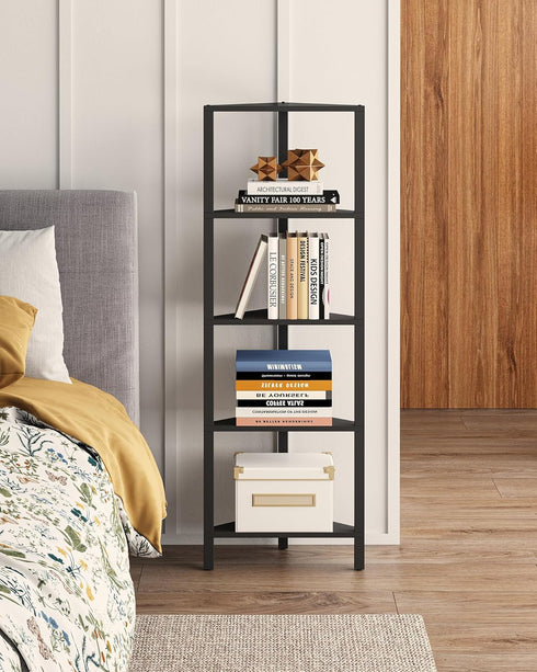 TUTOTAK Corner Shelf, 5-Tier Corner Bookshelf for Small Space, Narrow Display Corner
