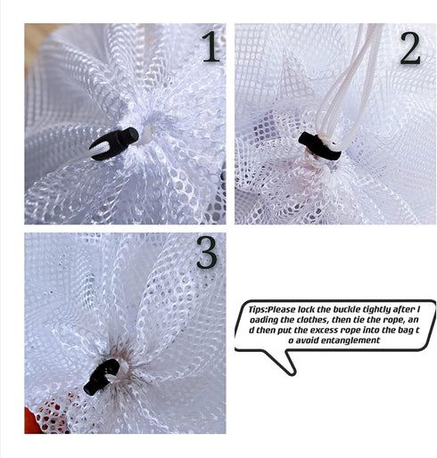 Small Commercial Mesh Laundry Bag with Handle and Drawstring, 20×17 inch for Dormitory, College, Camping, Machine