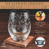 Greenline Goods Sagittarius Stemless Wine Glasses, Hand Etched 15 oz Set of 2, Zodiac Astrology Sign Glassware