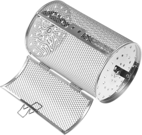 360 Degree Heating Air Fryer Oven Basket, Stainless Steel Rotisserie Cages for Baking Nuts, Coffee Beans, BBQ Roaster