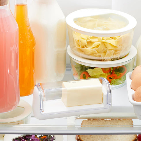 Chefn Slice'n Store Butter Dish with Built-In Slicer Lid Fits Long & Short Sticks, Measurement Marks Included Keeps