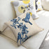 Chinoiserie Pillow Cover Blue Cherry Blossom and Birds Cotton Linen Decorative Throw Pillow Case Cushion Cover for