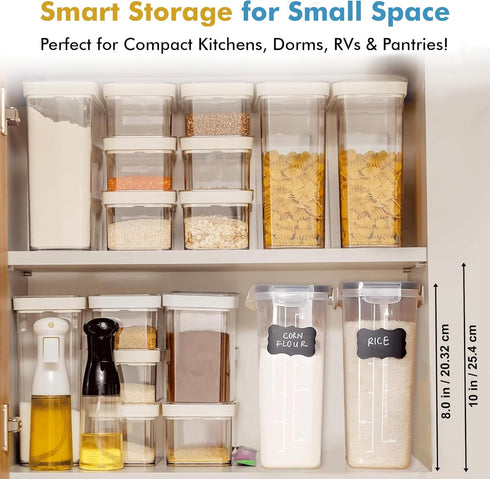 2 Pack (15.4 Oz Shazo Cereal Capacity) Small Airtight Cereal Containers Storage with Lids, Perfect Space Saving