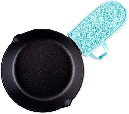 DII Basic Terry Collection Quilted 100% Cotton Pan Handle, Aqua, 3 Piece
