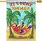 Welcome Summer Parrot Bird Decorative House Flag, It's 5 O'clock Somewhere Beach Coastal Tropical Palm Tree Garden Yard