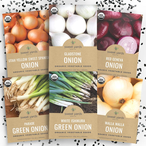Organic Onion Seeds Variety Pack - 6 Individual Packs - 2026 Season