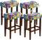 Waterproof Bar Stool Covers Rectangle Set of 4 18x14inch Boho Stretch Seat