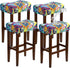 Waterproof Bar Stool Covers Rectangle Set of 4 18x14inch Boho Stretch Seat