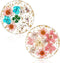 Amabro Dried Flower Drink Coasters, Floral Resin Drink Cup Mat Set of 2,