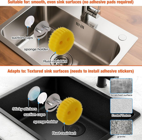 MAISEEN Mommy (1-Pack Smiley face sponge holder, kitchen Sink Caddy Organizer with Suction cup,Made of rust-proof