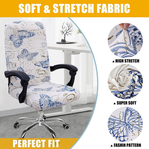 smiry Stretch Printed Computer Office Chair Covers, Removable Washable Anti-Dust Spandex Chair Protector