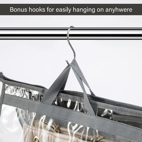 CINPIUK 4 Pack Clear Handbag Dust Bags, Zipper Hanging Storage Organizer for Closet, Grey Purse Storage Bag
