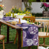 Summer 13x108 Inch Purple Dahlia Flower Spring Table Runner Purple Gray Burlap Table Runners, Floral Seasonal Coffee