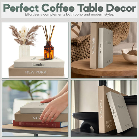 Set (Set 2) Faux Book Storage Box Decorative Faux Books with Hidden Storage for Coffee Table Decor, Bookshelf or Mantle
