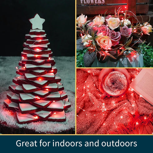 6 Pack 7 20 LAMPHOME Red Valentine's Fairy Lights Battery Operated (Included), ft LED Mini String Lights, Waterproof