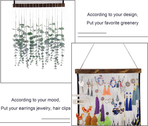 FEQO Earring Organizer, Hanging Mesh Holder with 20 Pieces S Shape Black Hooks, Jewelry Display Organizer