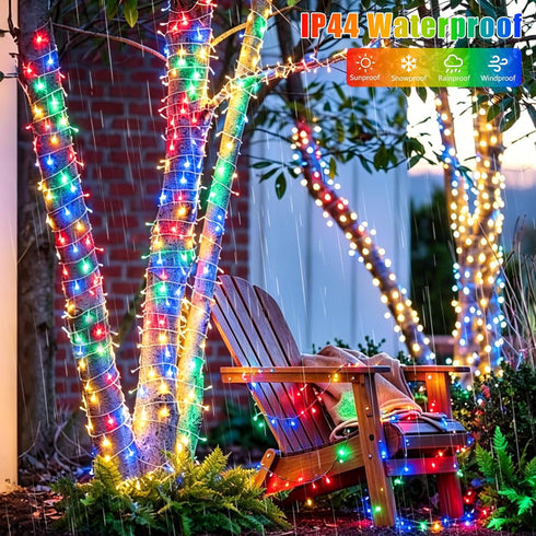 2 Pack 33ft 100 8 YEGUO Battery Operated String Lights, Each LED Twinkle Fairy Lights Outdoor Waterproof, Modes Clear