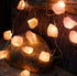 8.5ft 20 Genuine Rose Quartz Crystal Decorative String Lights Raw Stone Color Changing LEDs USB Plug in Battery