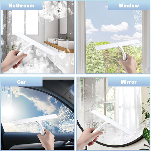 FY&XZH 11-Inch Never Rust Silicone Shower Squeegee for Glass Doors with Hook, Bathroom Cleaner Tool, Household Window